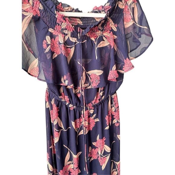 Express navy floral empire waist maxi dress sz XS - Picture 4 of 7